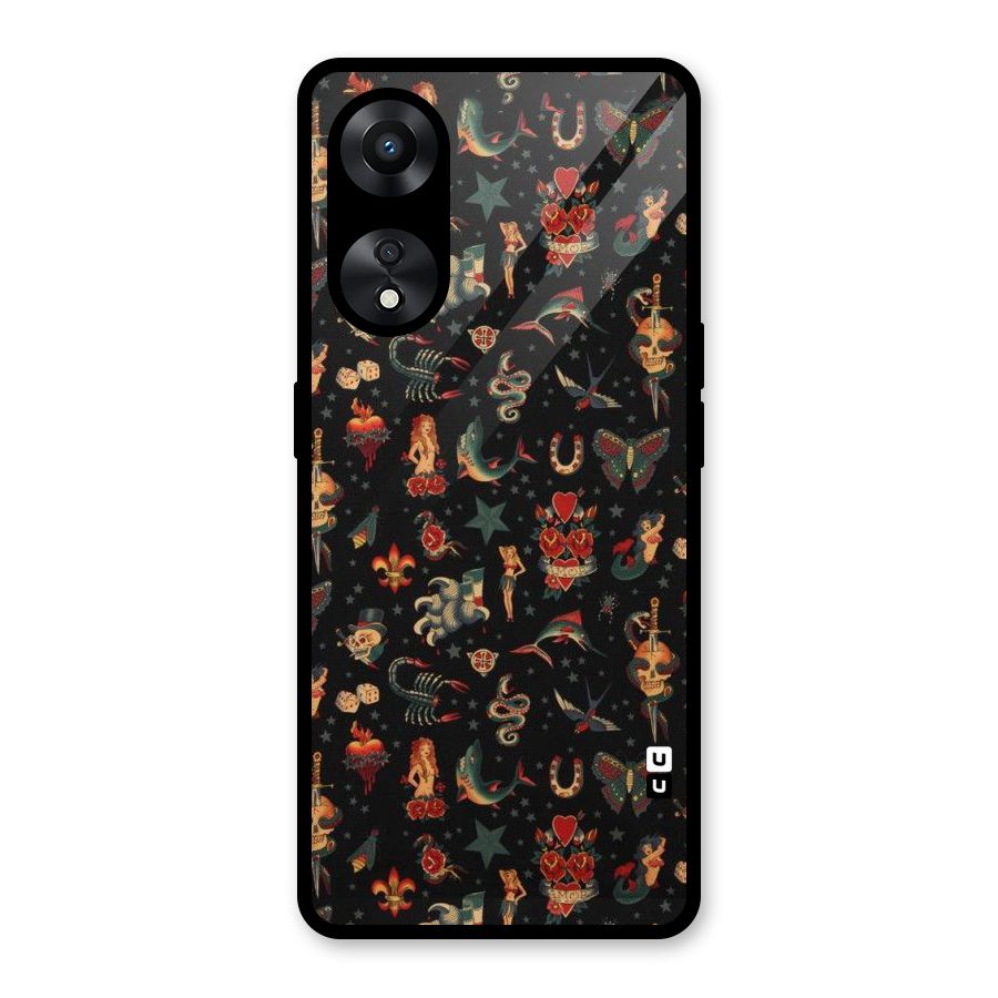 Dark Pattern Glass Back Case for Oppo A78