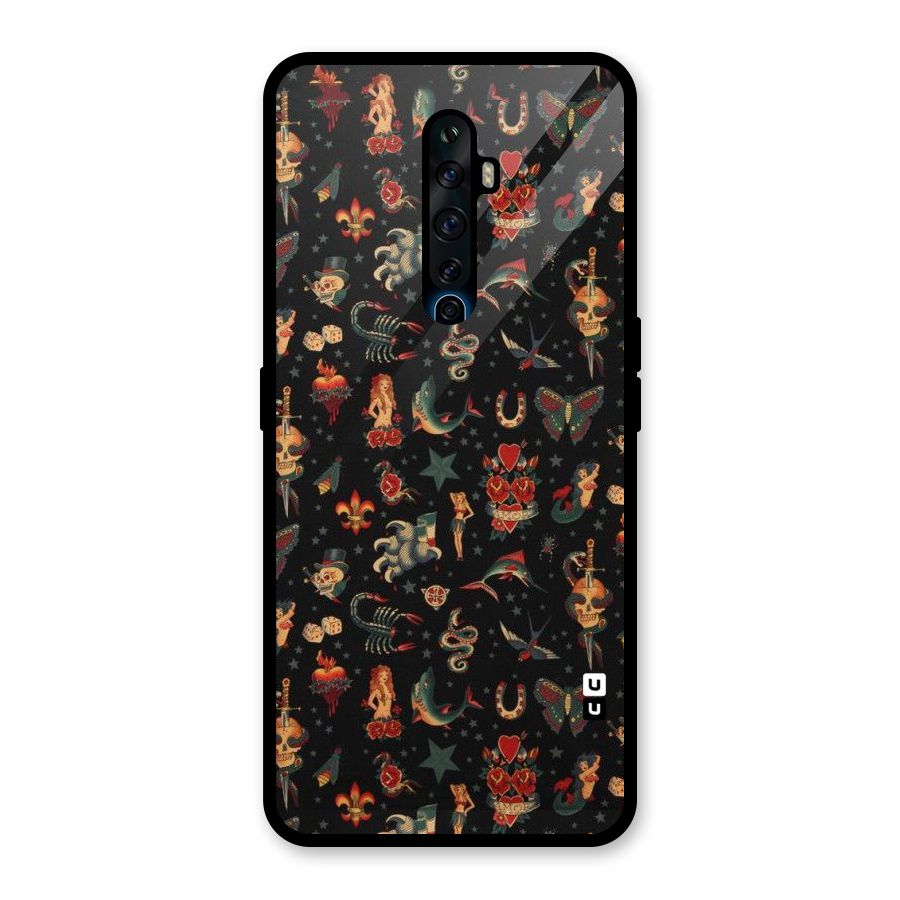 Dark Pattern Glass Back Case for Oppo Reno2 F
