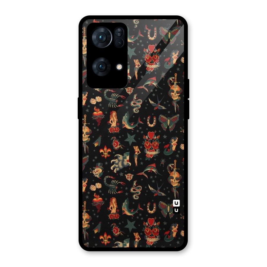 Dark Pattern Glass Back Case for Oppo Reno7 Pro 5G