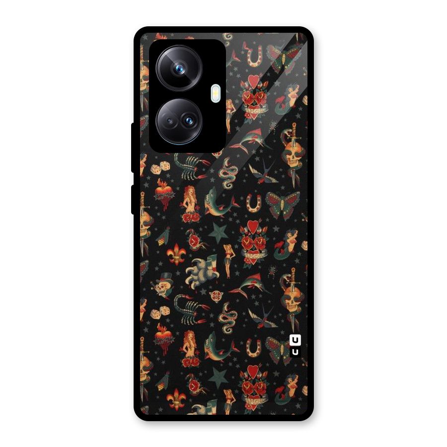 Dark Pattern Glass Back Case for Realme 10 Pro Plus