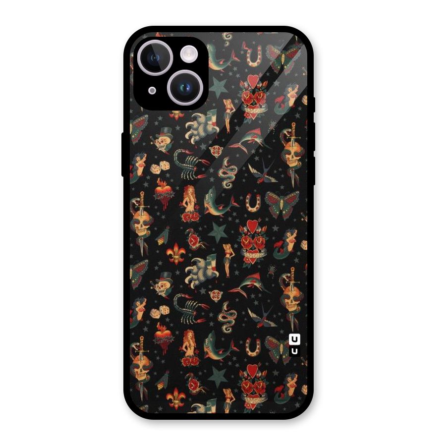 Dark Pattern Glass Back Case for iPhone 14 Plus