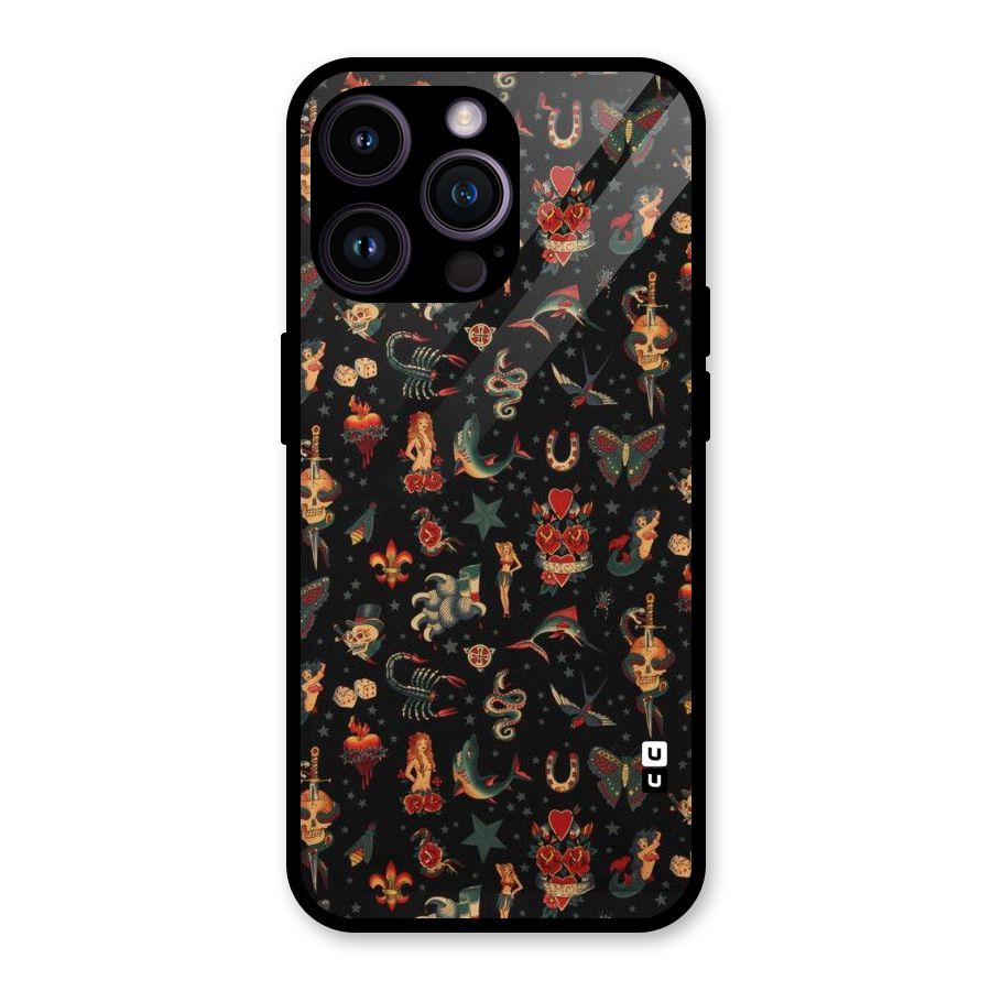Dark Pattern Glass Back Case for iPhone 14 Pro Max