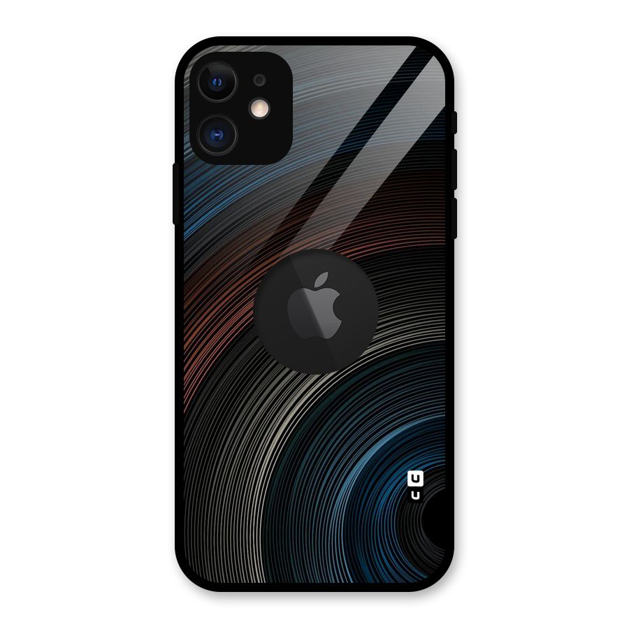 Dark Shade Swirls Glass Back Case for iPhone 11 Logo Cut