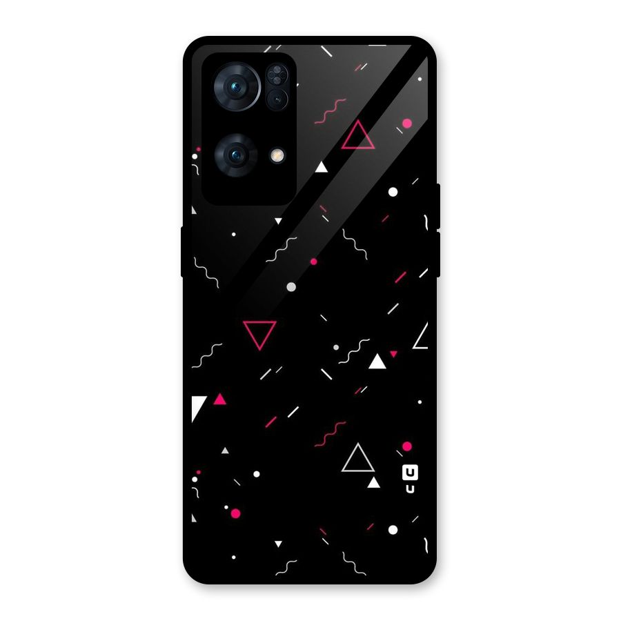 Dark Shapes Design Glass Back Case for Oppo Reno7 Pro 5G