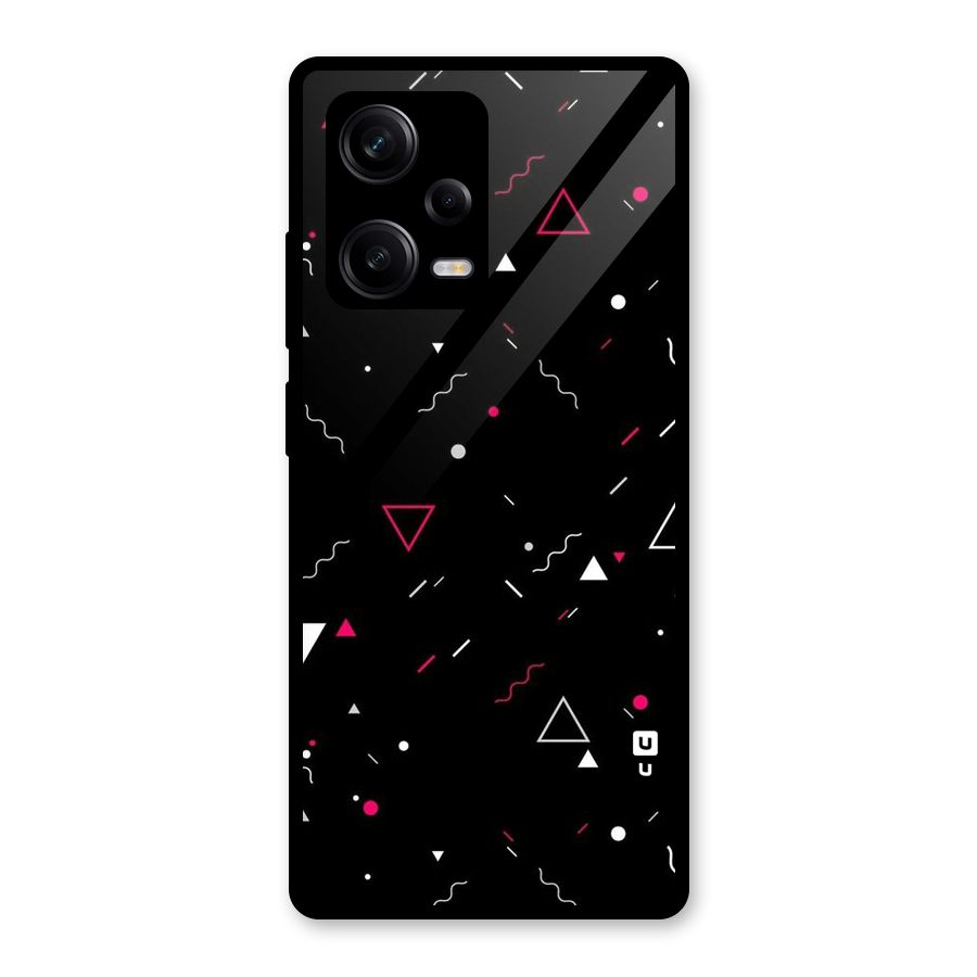 Dark Shapes Design Glass Back Case for Redmi Note 12 Pro