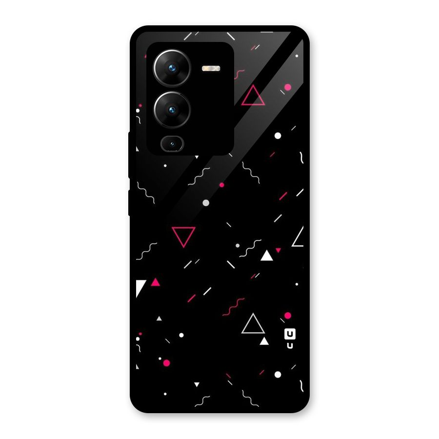 Dark Shapes Design Glass Back Case for Vivo V25 Pro