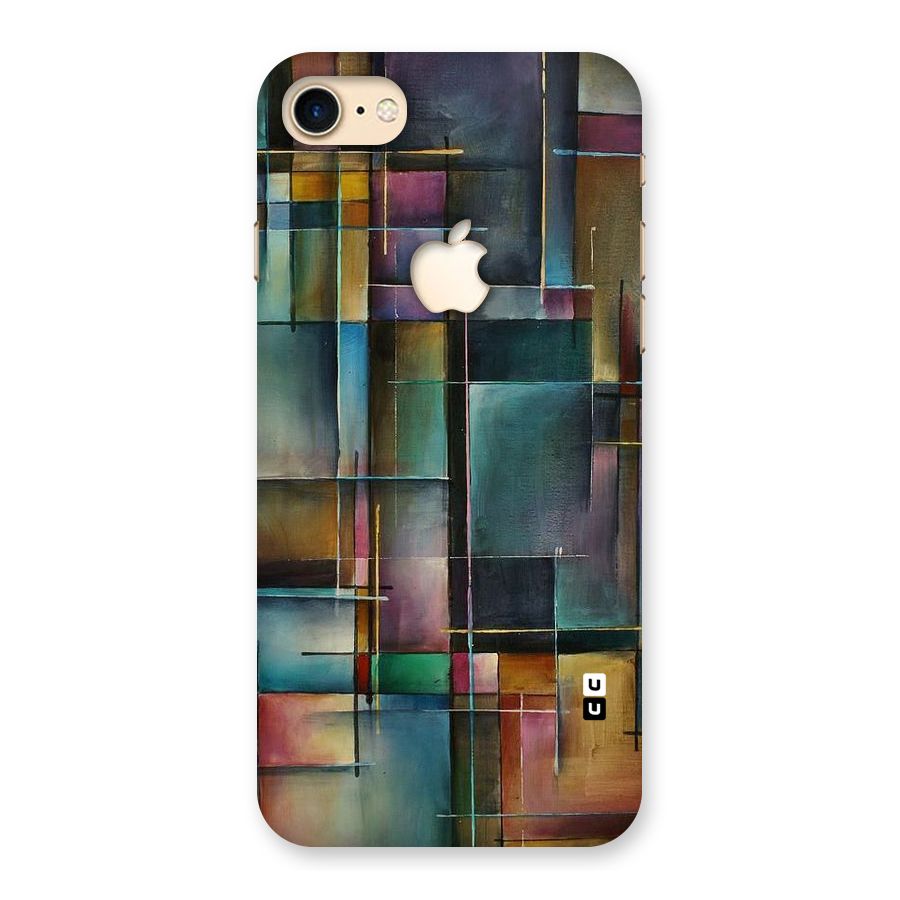 Dark Square Shapes Back Case for iPhone 7 Apple Cut