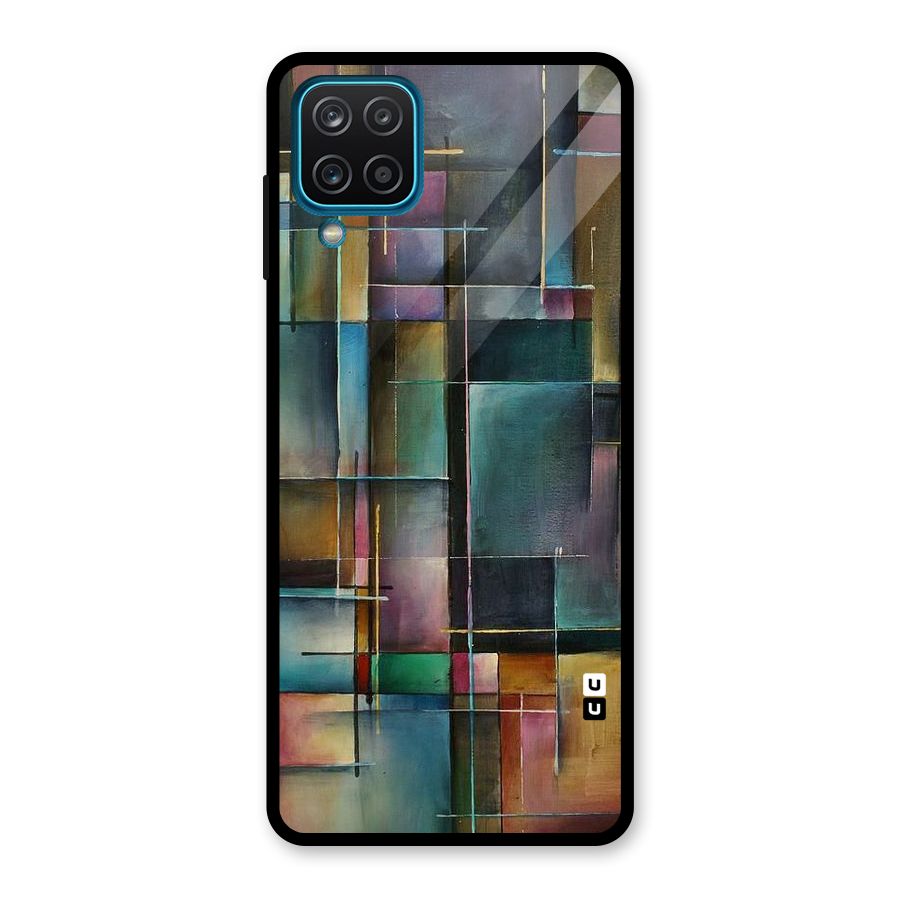 Dark Square Shapes Glass Back Case for Galaxy A12