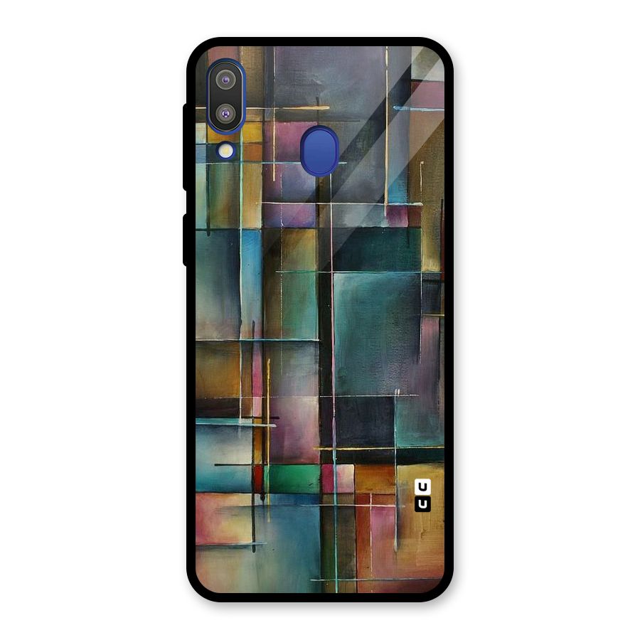 Dark Square Shapes Glass Back Case for Galaxy M20