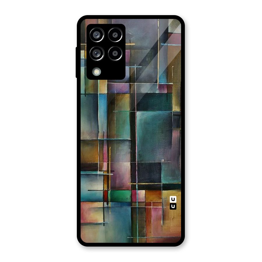 Dark Square Shapes Glass Back Case for Galaxy M53 5G