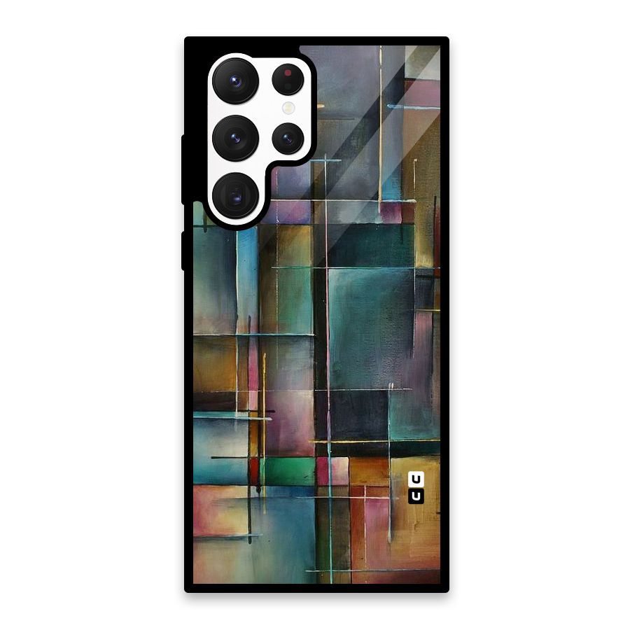 Dark Square Shapes Glass Back Case for Galaxy S22 Ultra 5G