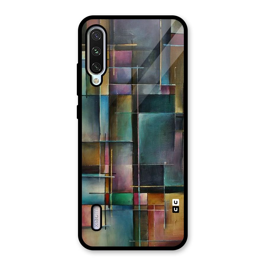 Dark Square Shapes Glass Back Case for Mi A3