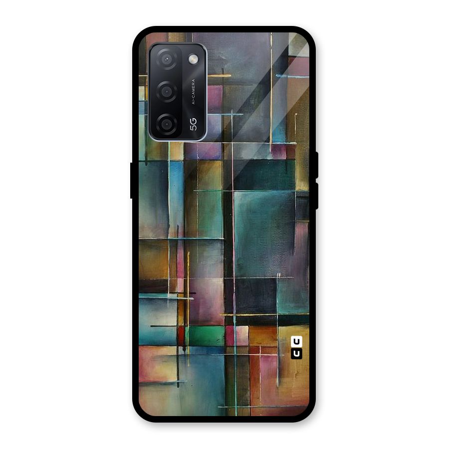 Dark Square Shapes Glass Back Case for Oppo A53s 5G
