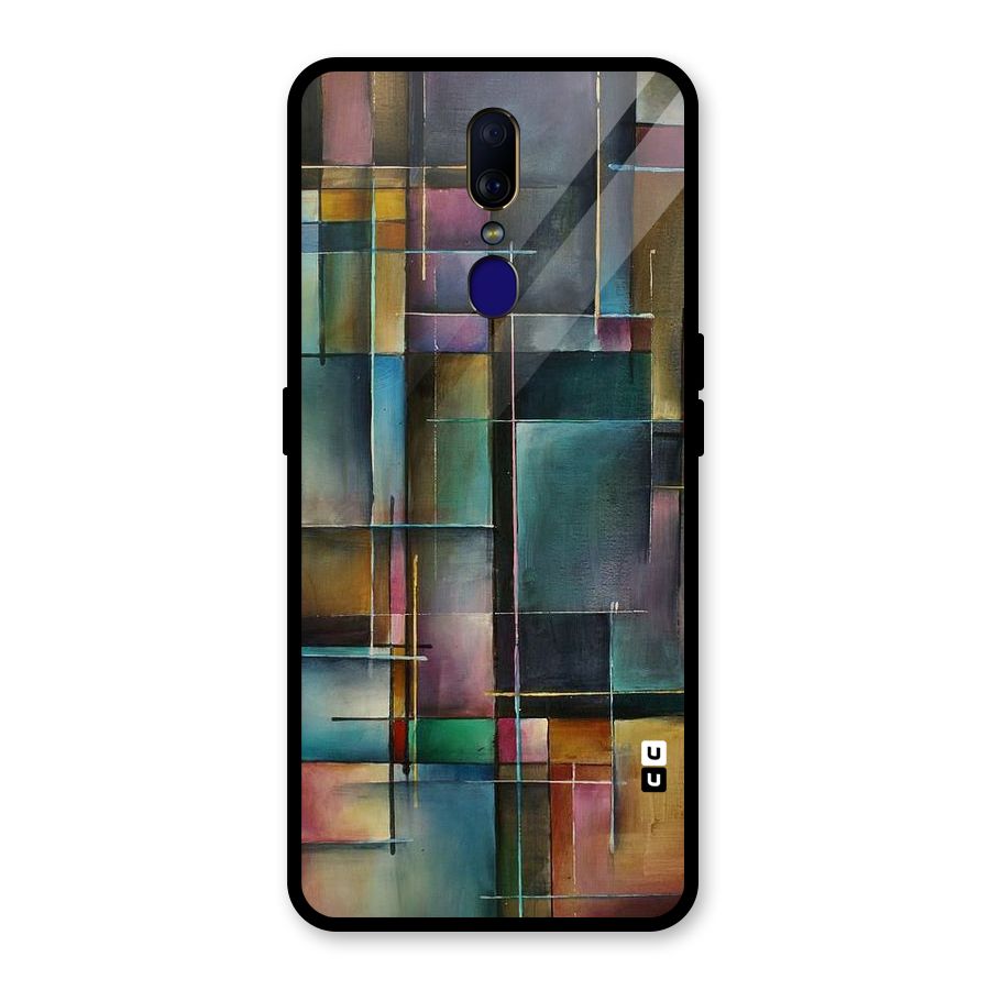 Dark Square Shapes Glass Back Case for Oppo F11