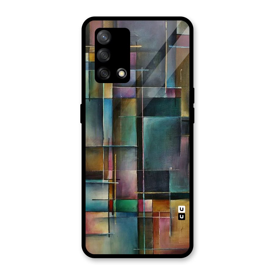 Dark Square Shapes Glass Back Case for Oppo F19
