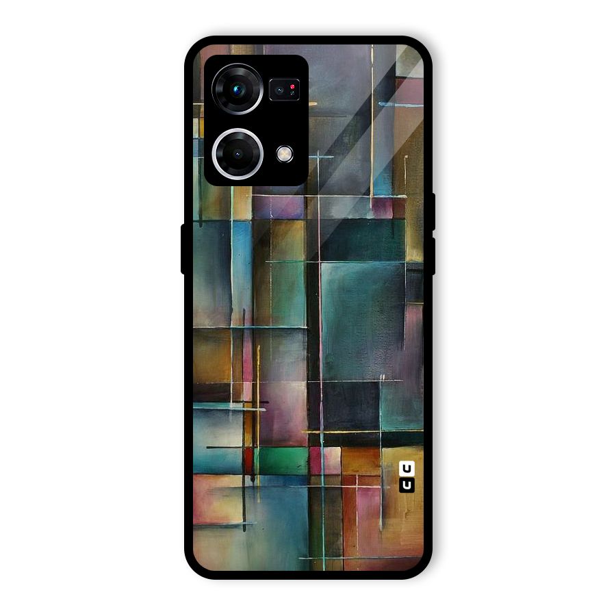 Dark Square Shapes Glass Back Case for Oppo F21 Pro 5G