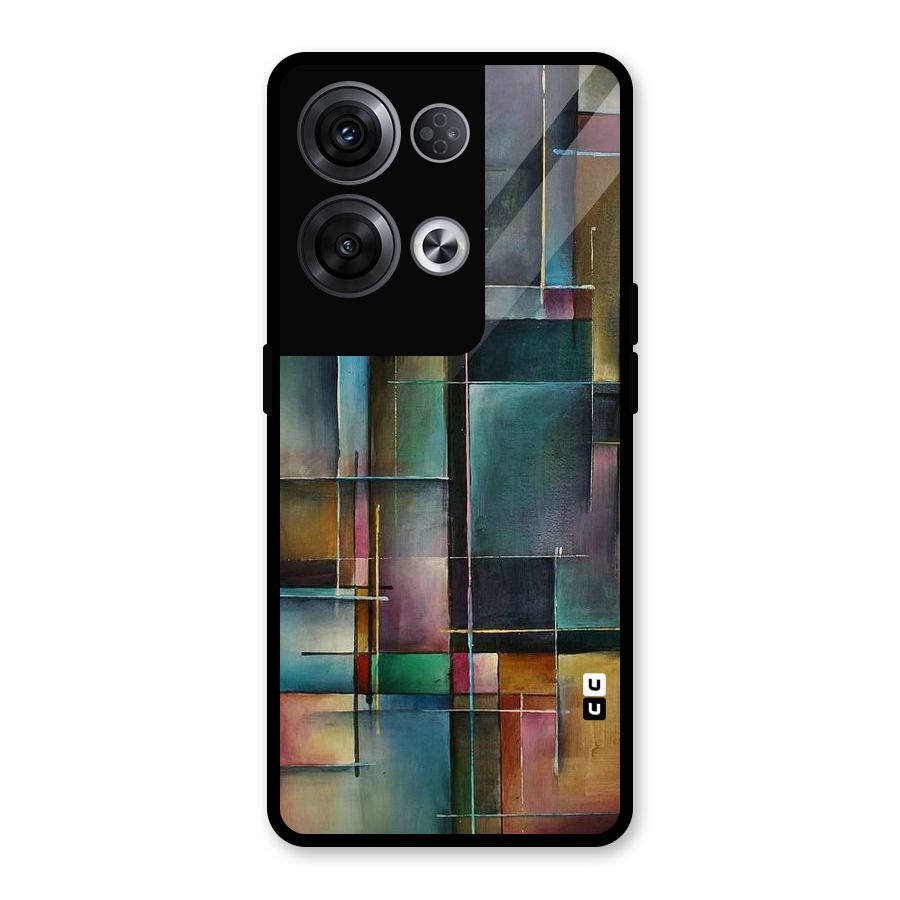 Dark Square Shapes Glass Back Case for Oppo Reno8 Pro 5G