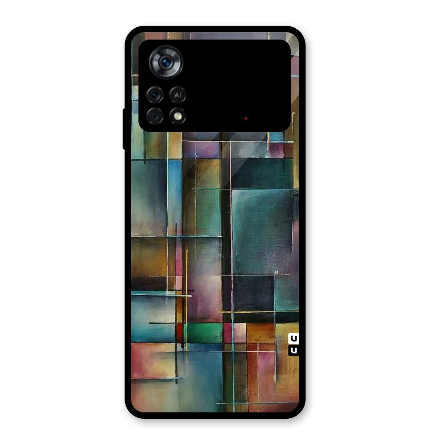 Dark Square Shapes Glass Back Case for Poco X4 Pro 5G