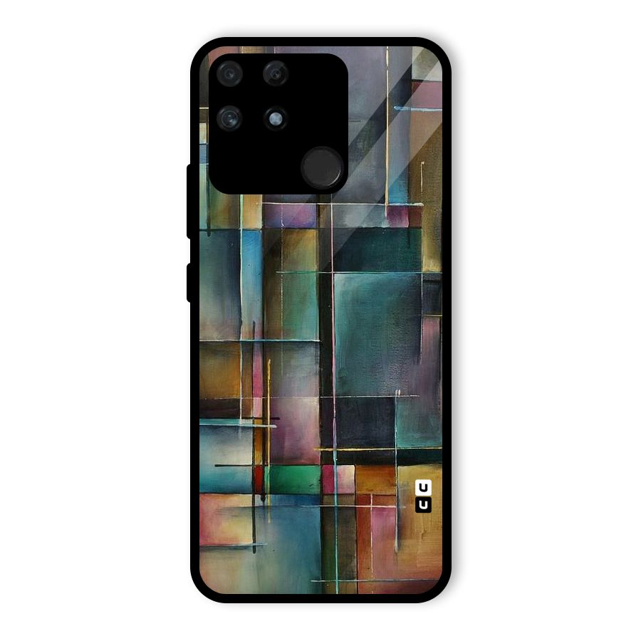 Dark Square Shapes Glass Back Case for Realme Narzo 50A