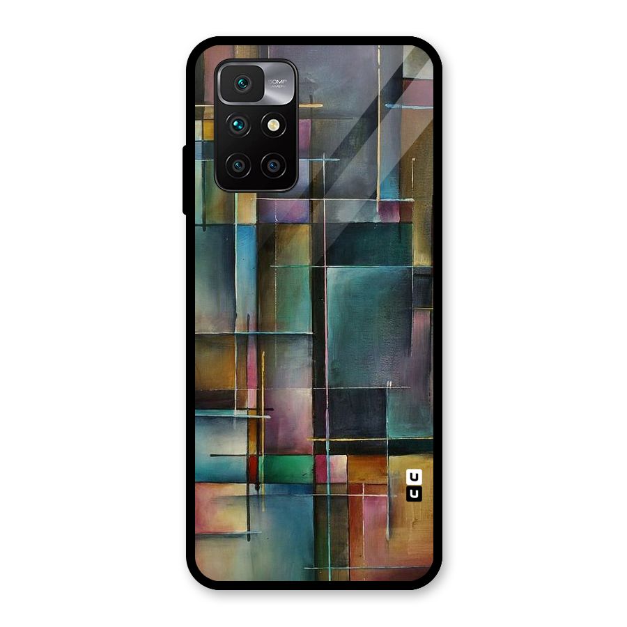 Dark Square Shapes Glass Back Case for Redmi 10 Prime