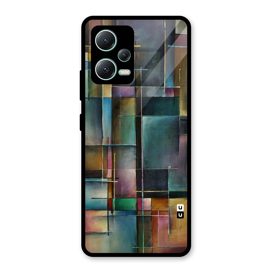 Dark Square Shapes Glass Back Case for Redmi Note 12 5G