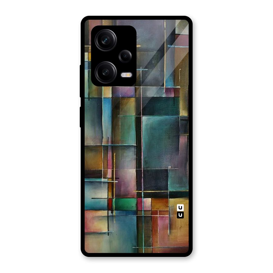 Dark Square Shapes Glass Back Case for Redmi Note 12 Pro
