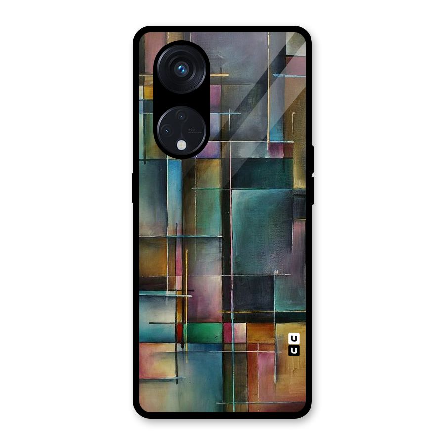 Dark Square Shapes Glass Back Case for Reno8 T 5G
