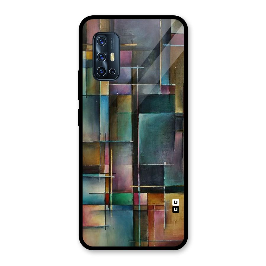 Dark Square Shapes Glass Back Case for Vivo V17
