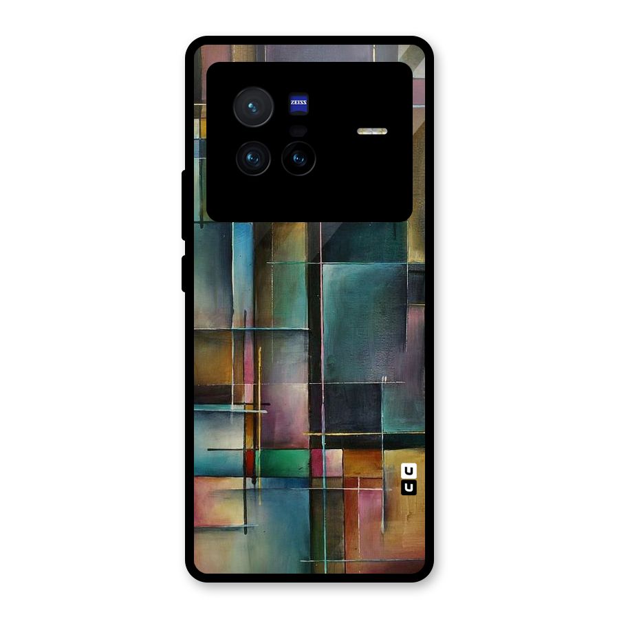 Dark Square Shapes Glass Back Case for Vivo X80
