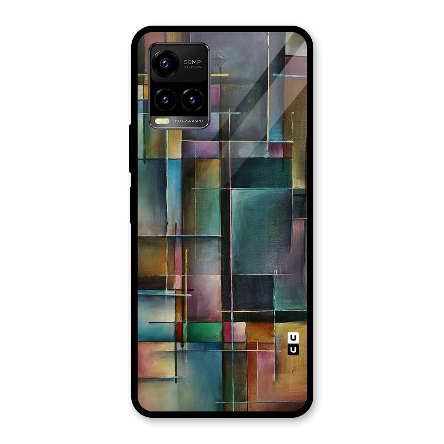 Dark Square Shapes Glass Back Case for Vivo Y21A