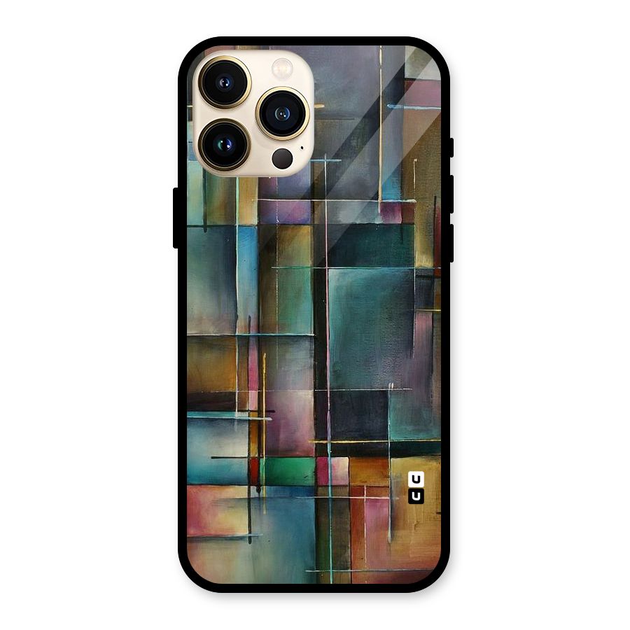 Dark Square Shapes Glass Back Case for iPhone 13 Pro Max