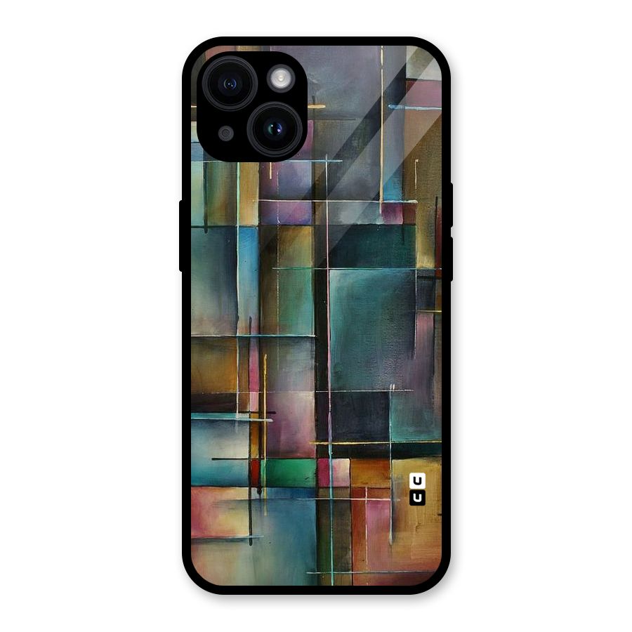 Dark Square Shapes Glass Back Case for iPhone 14