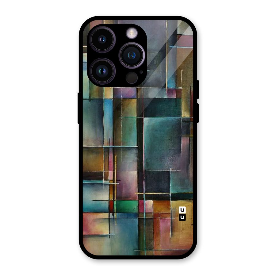 Dark Square Shapes Glass Back Case for iPhone 14 Pro