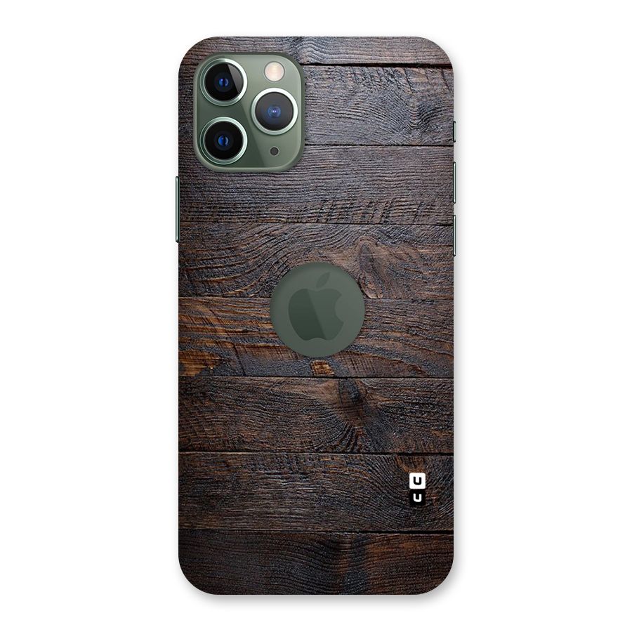 Dark Wood Printed Back Case for iPhone 11 Pro Logo  Cut