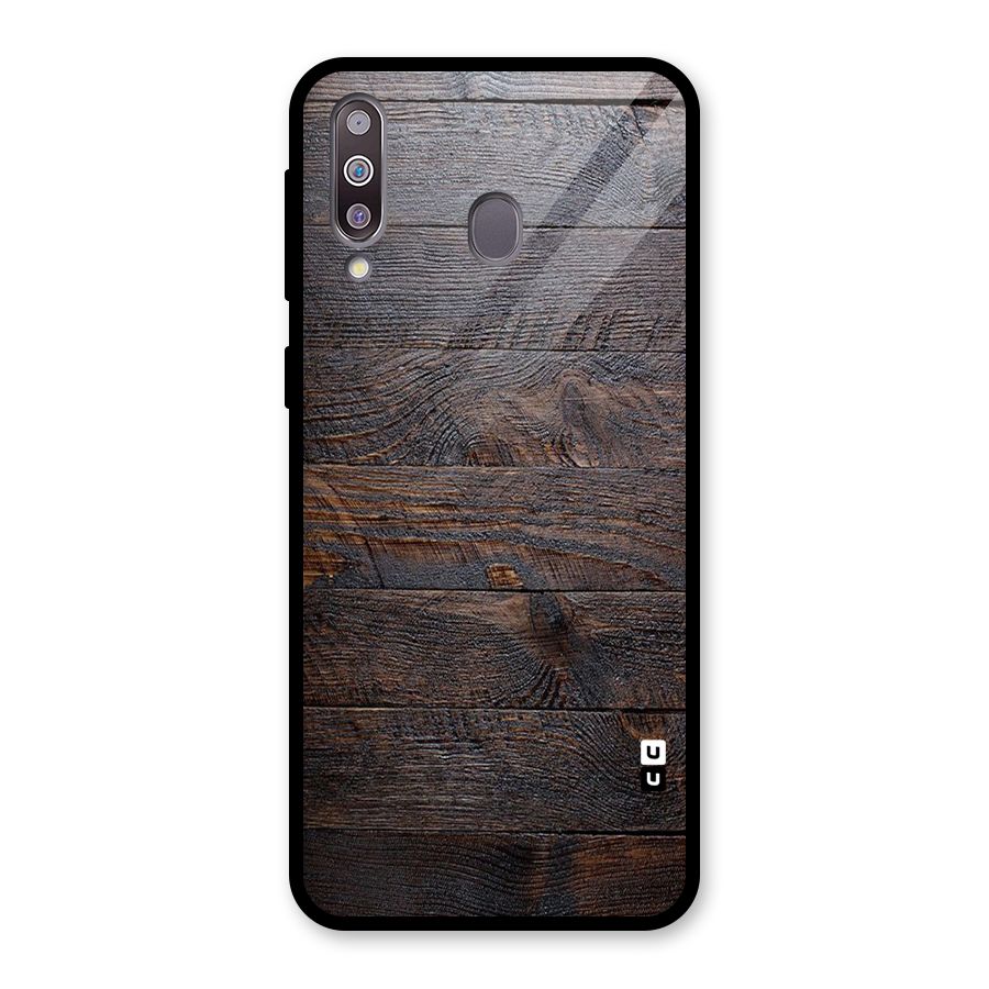 Dark Wood Printed Glass Back Case for Galaxy M30