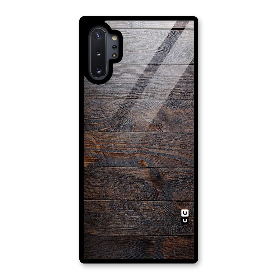 Dark Wood Printed Glass Back Case for Galaxy Note 10 Plus