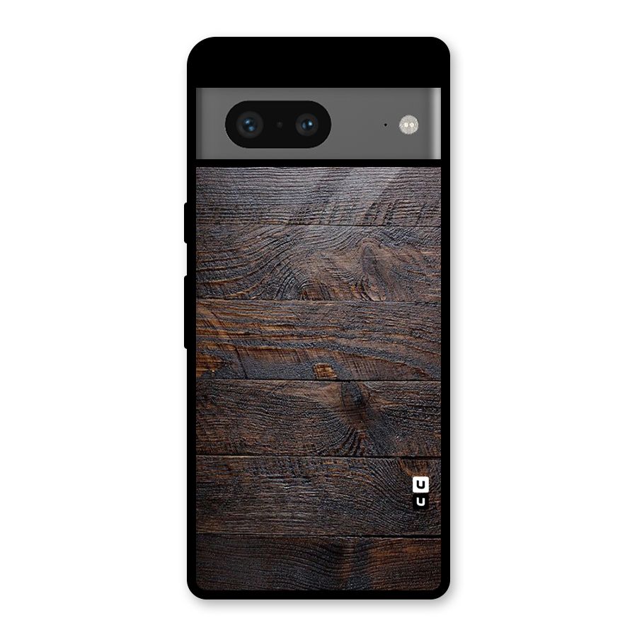 Dark Wood Printed Glass Back Case for Google Pixel 7
