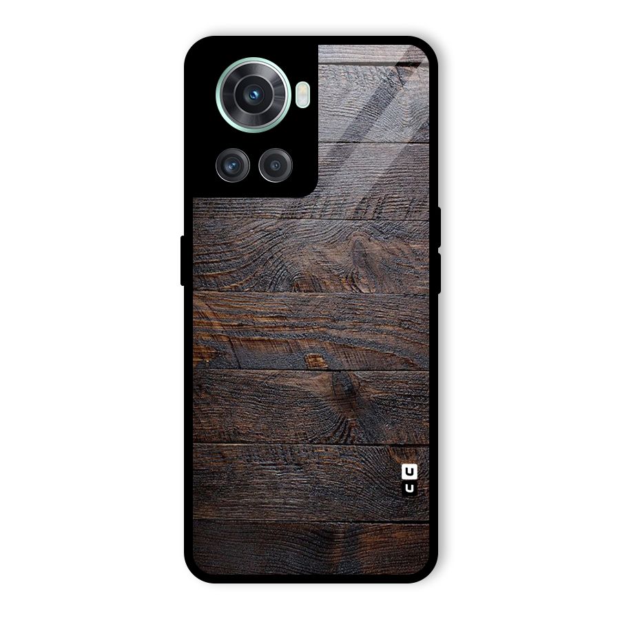 Dark Wood Printed Glass Back Case for OnePlus 10R