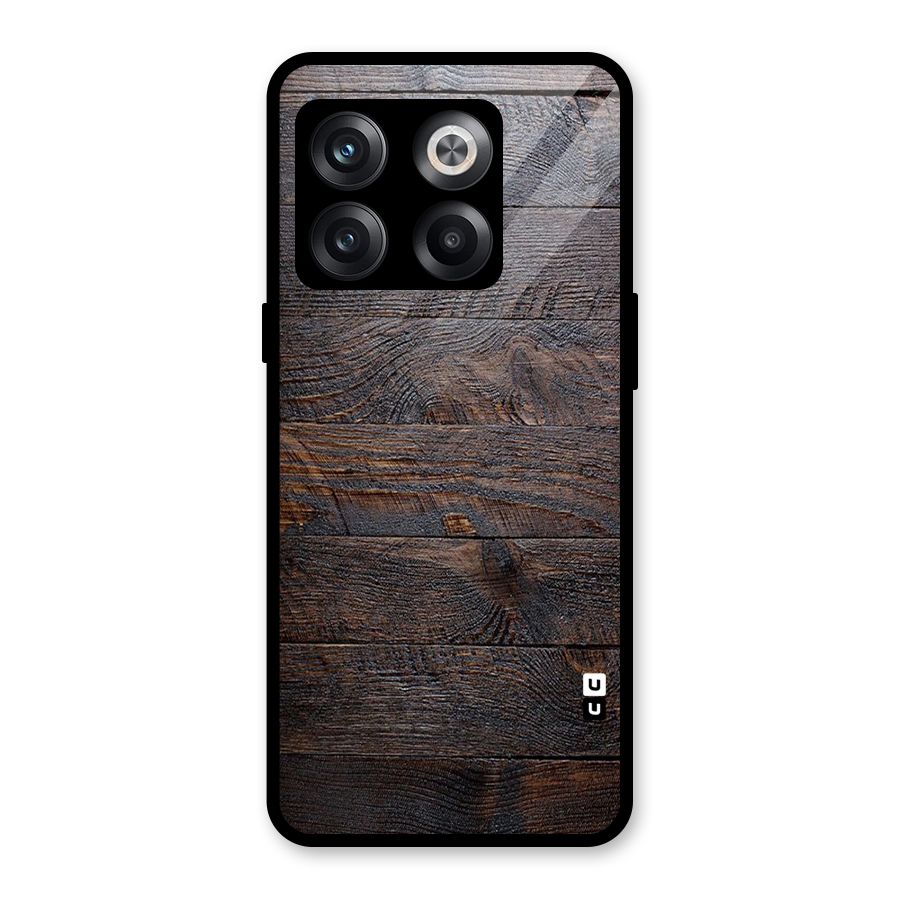 Dark Wood Printed Glass Back Case for OnePlus 10T