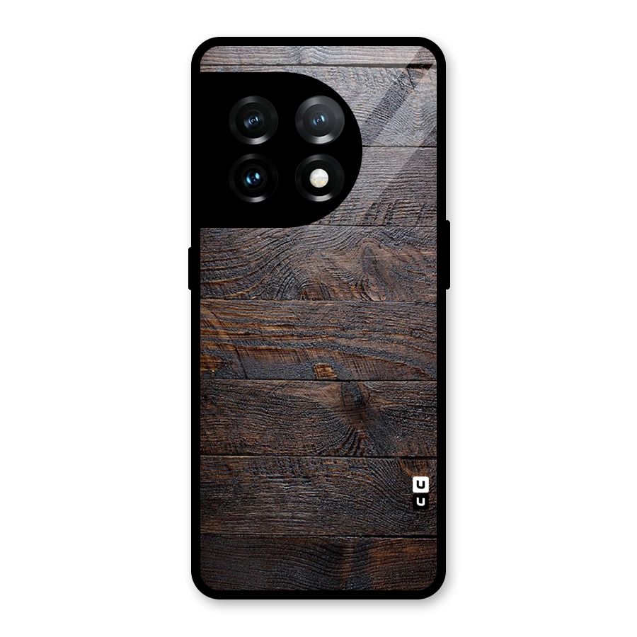 Dark Wood Printed Glass Back Case for OnePlus 11