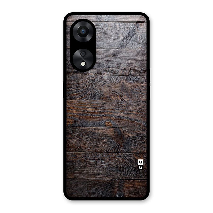 Dark Wood Printed Glass Back Case for Oppo A78