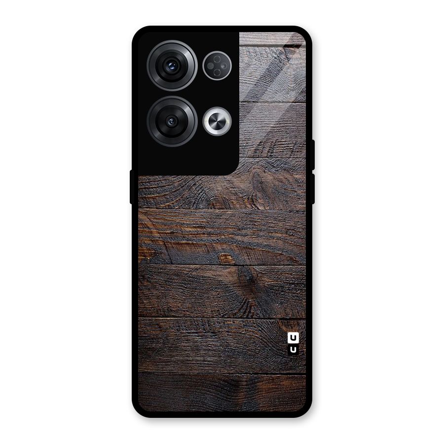 Dark Wood Printed Glass Back Case for Oppo Reno8 Pro 5G