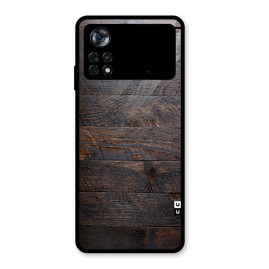 Dark Wood Printed Glass Back Case for Poco X4 Pro 5G