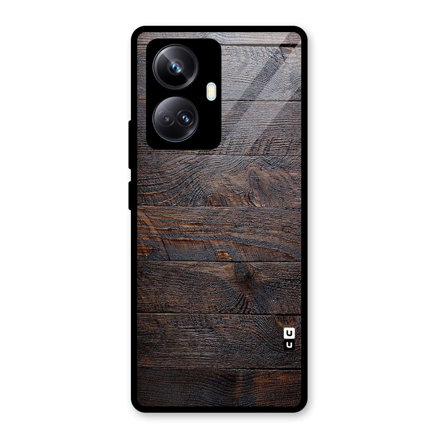 Dark Wood Printed Glass Back Case for Realme 10 Pro Plus