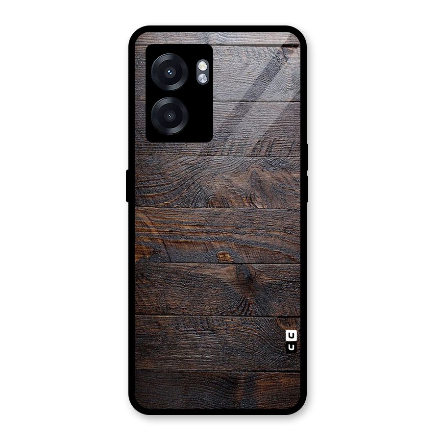 Dark Wood Printed Glass Back Case for Realme Narzo 50 5G