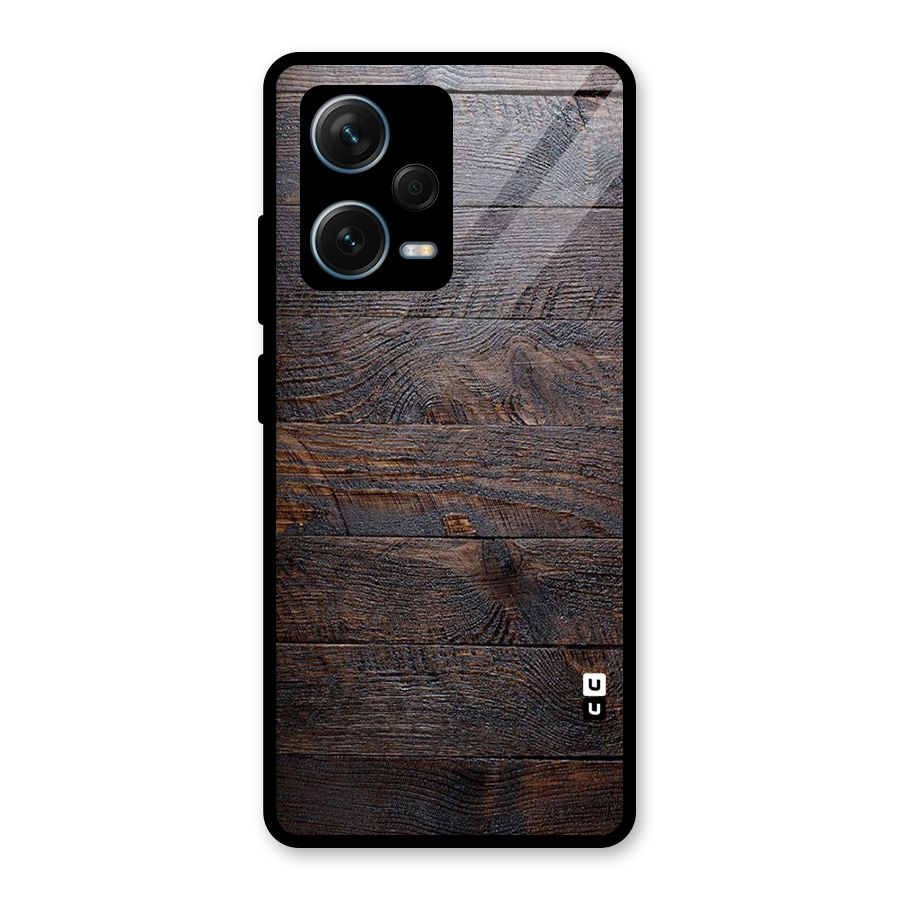 Dark Wood Printed Glass Back Case for Redmi Note 12 Pro Plus 5G
