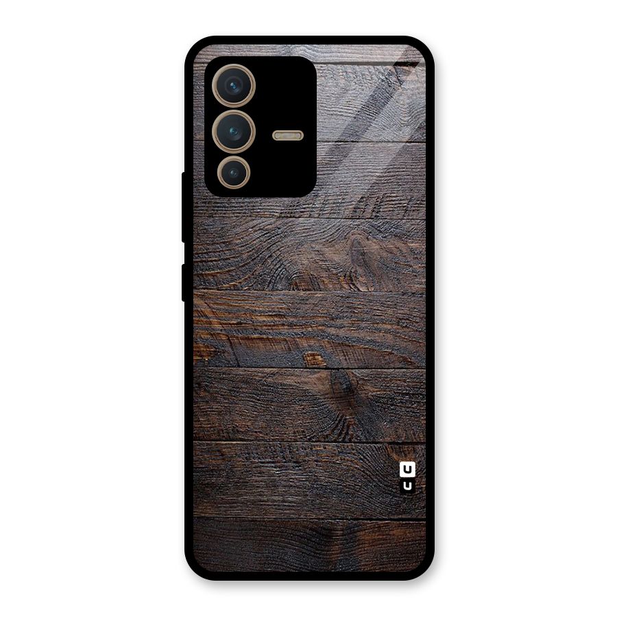Dark Wood Printed Glass Back Case for Vivo V23 5G