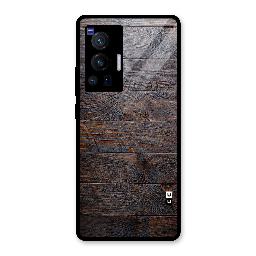 Dark Wood Printed Glass Back Case for Vivo X70 Pro