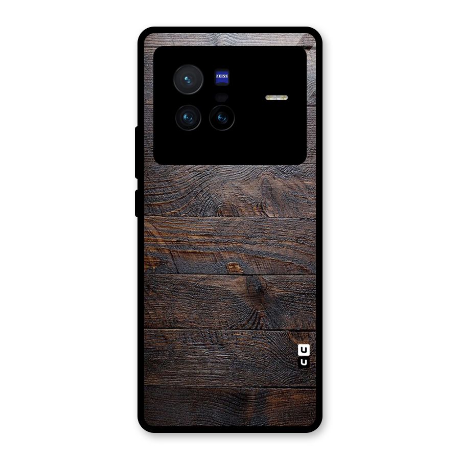 Dark Wood Printed Glass Back Case for Vivo X80