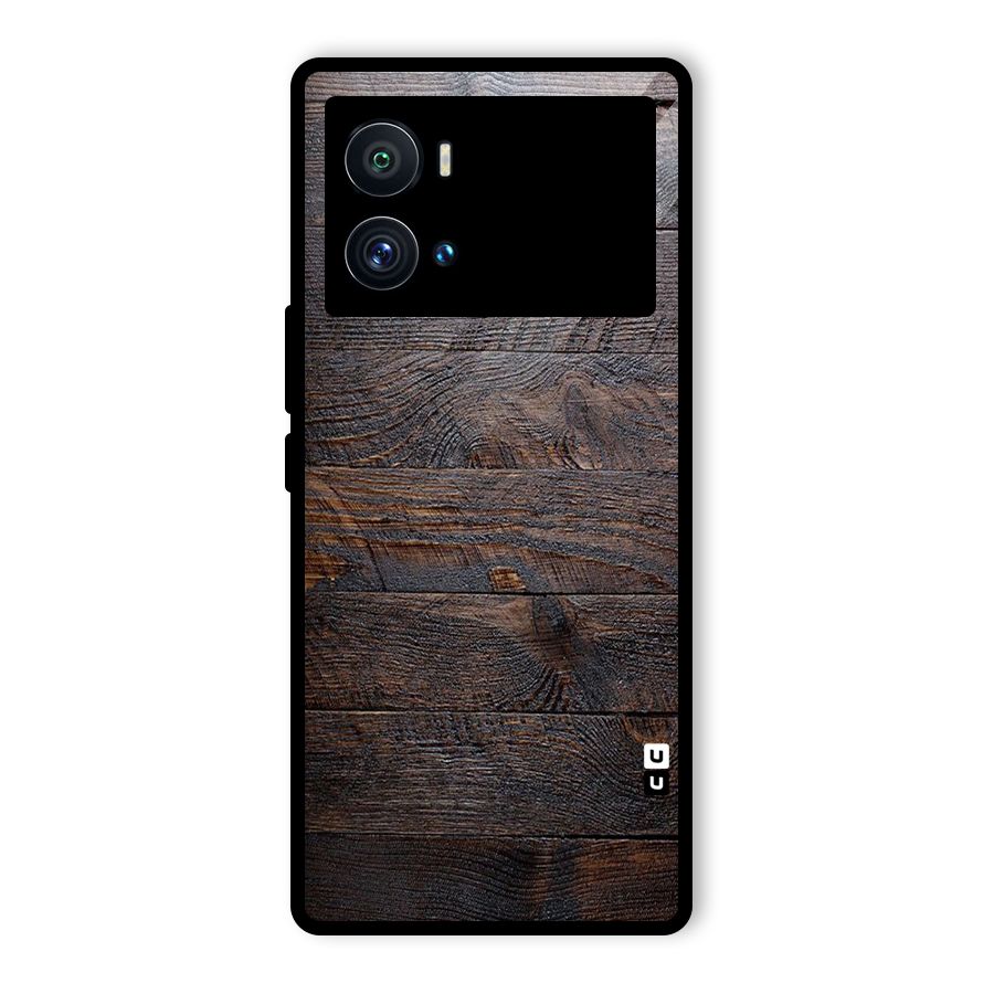 Dark Wood Printed Glass Back Case for Vivo iQOO 9 Pro